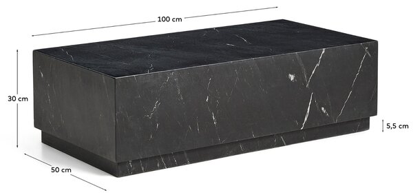 Kave Home Černý mramorový konferenční stolek Sorein 100 x 50 cm