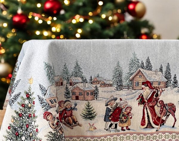 Vánoční ubrus s motivem Santa a dětí 140x140 cm