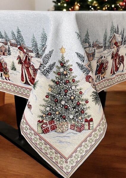 Vánoční ubrus s motivem Santa a dětí 140x140 cm