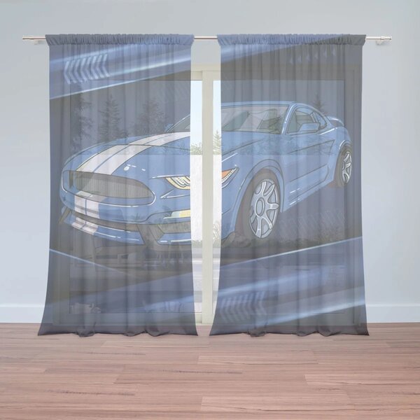 Sablio Záclony Mustang Modré pozadí s pruhy: 2ks 150x250cm