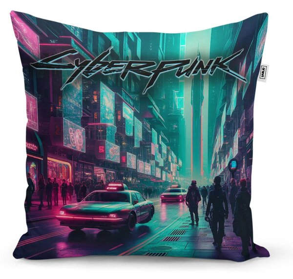 Sablio Polštář Cyberpunk 2077 Město - 40x40 cm