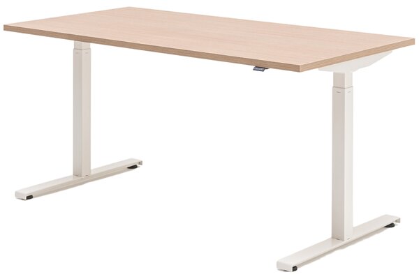 MDD Dubový výškově nastavitelný pracovní stůl Ogi Drive 140 x 70 cm s bílou podnoží