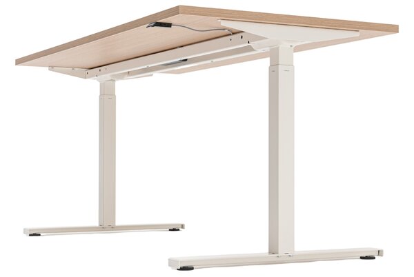 MDD Dubový výškově nastavitelný pracovní stůl Ogi Drive 140 x 70 cm s bílou podnoží