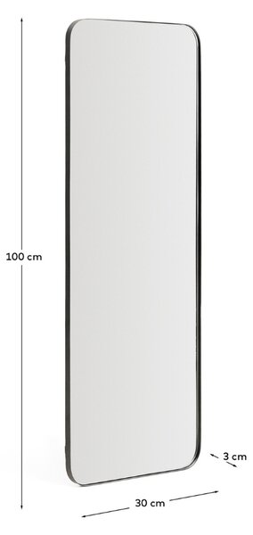 Kave Home Černé kovové závěsné zrcadlo Marco 100 x 30 cm