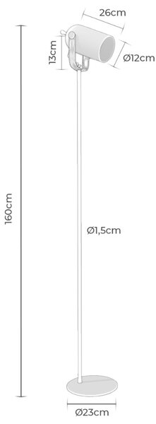 Somcasa Černá kovová stojací lampa Nacia 160 cm