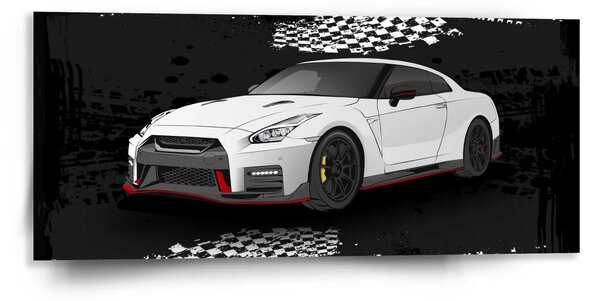 Sablio Obraz Nissan GTR 35 Černý - 110x50 cm