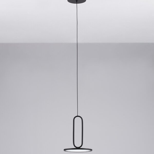 Černé závěsné LED světlo Nova Luce Gea 17,5 cm