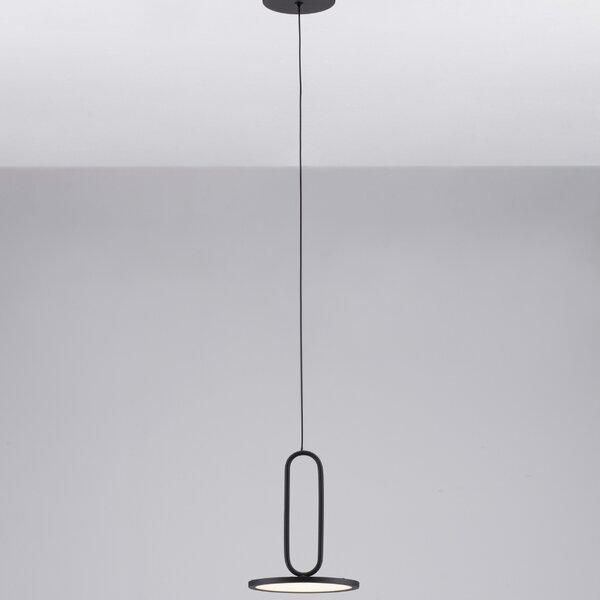 Černé závěsné LED světlo Nova Luce Gea 17,5 cm