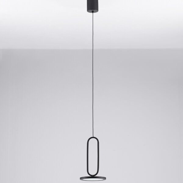Černé závěsné LED světlo Nova Luce Gea 13 cm