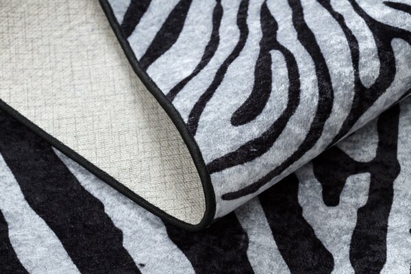 Makro Abra Kusový koberec pratelný MIRO 51331.803 Zebra protiskluzový černý bílý Rozměr: 80x150 cm