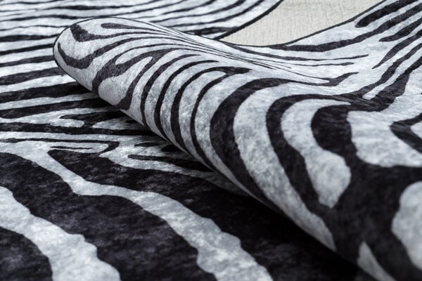 Makro Abra Kusový koberec pratelný MIRO 51331.803 Zebra protiskluzový černý bílý Rozměr: 80x150 cm