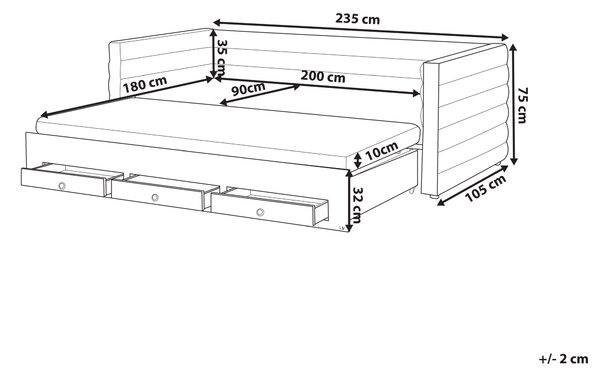 Denní postel s úložným prostorem Umělý samet MEUDON 90 x 200 cm Šedá