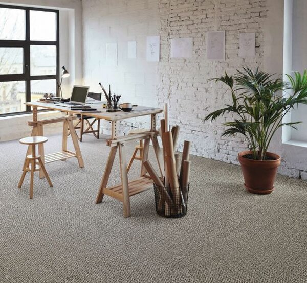 Breno Metrážový koberec RE-TWEED 34 šedobéžový, šíře 400 cm, Šedá/Vícebarevné