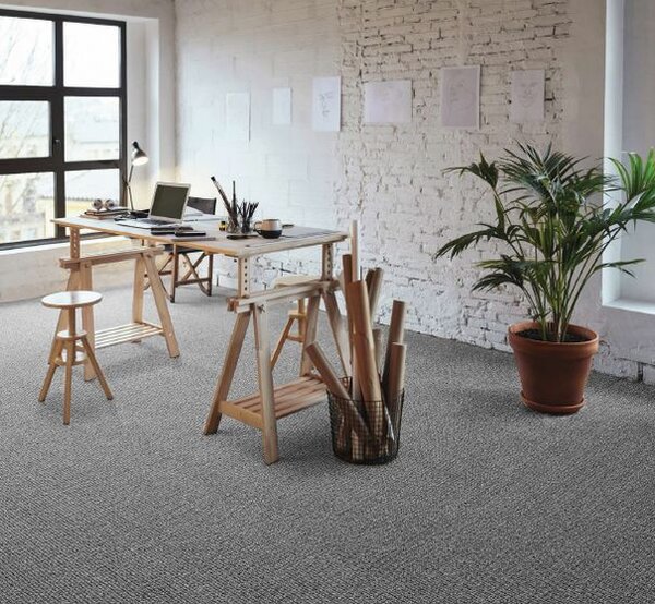 Breno Metrážový koberec RE-TWEED 39 tmavě šedý, šíře 400 cm, Šedá/Vícebarevné