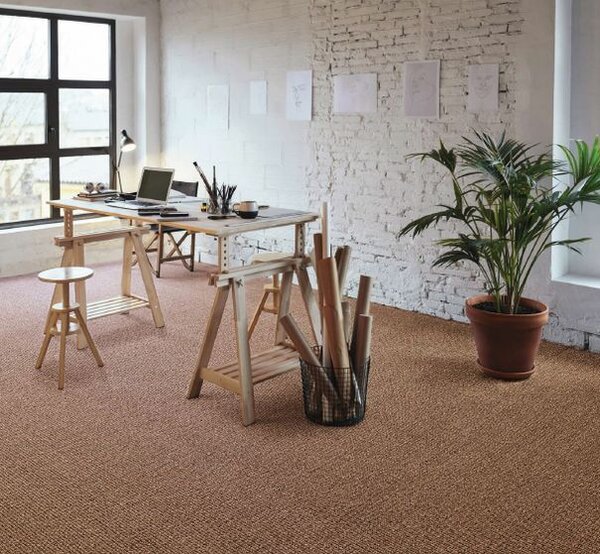Breno Metrážový koberec RE-TWEED 64 oranžový, šíře 400 cm, Oranžová/Vícebarevné