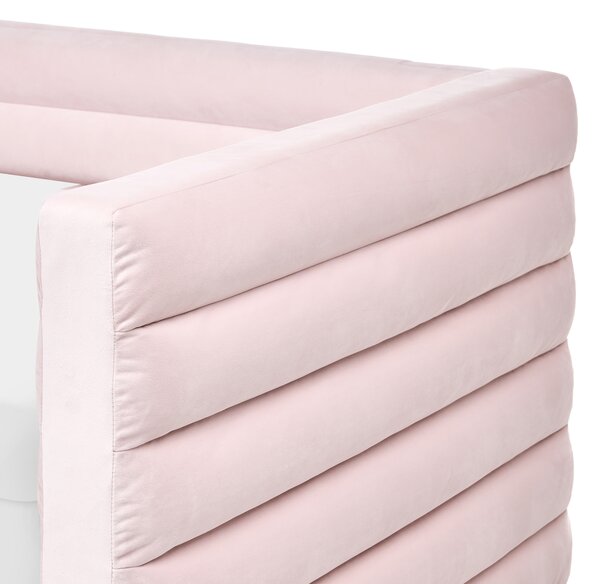 Denní postel s úložným prostorem Umělý samet MEUDON 90 x 200 cm Pastelově růžová