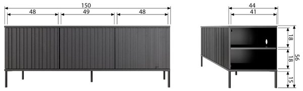 WOOOD Hnědý jasanový TV stolek Gravia 150 x 44 cm
