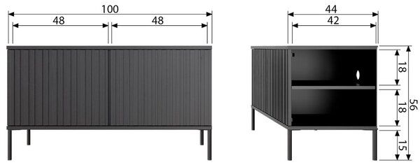 WOOOD Hnědý jasanový TV stolek Gravia 100 x 44 cm