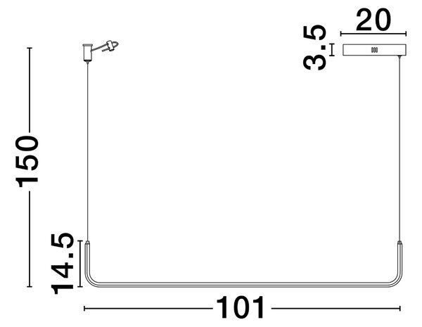 Černé kovové závěsné LED světlo Nova Luce Strita 101 cm