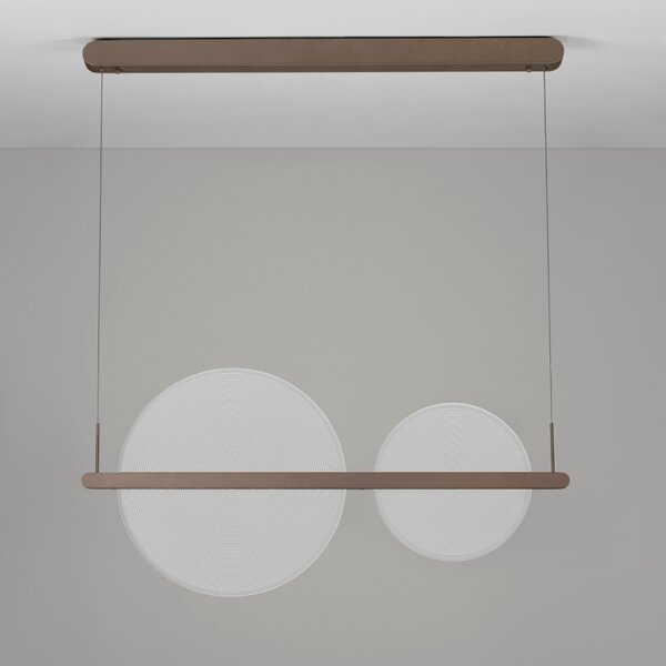 Hnědé kovové závěsné LED světlo Nova Luce Noah 91 cm