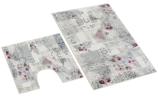 BELLATEX 3D tisk sada Smetanová, Černá, Růžová sada 60x100, 60x50 cm