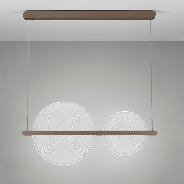 Hnědé kovové závěsné LED světlo Nova Luce Noah 91 cm