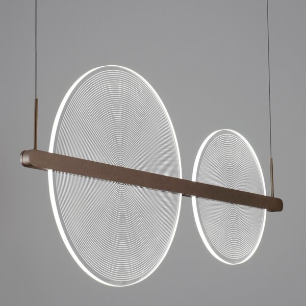 Hnědé kovové závěsné LED světlo Nova Luce Noah 91 cm