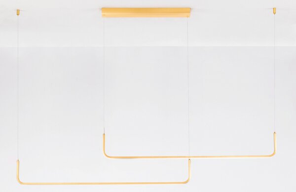 Zlaté kovové závěsné LED světlo Nova Luce Strita 150 cm