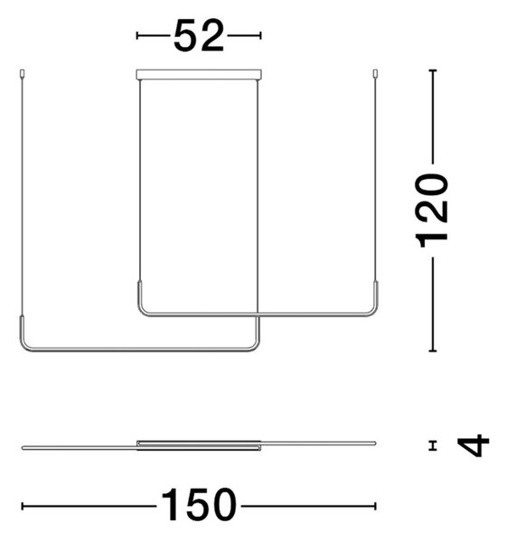 Zlaté kovové závěsné LED světlo Nova Luce Strita 150 cm