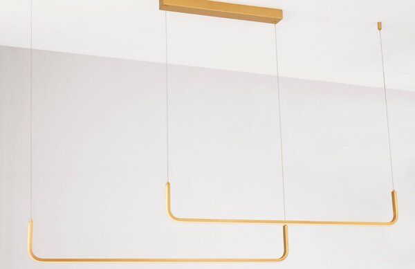 Zlaté kovové závěsné LED světlo Nova Luce Strita 150 cm