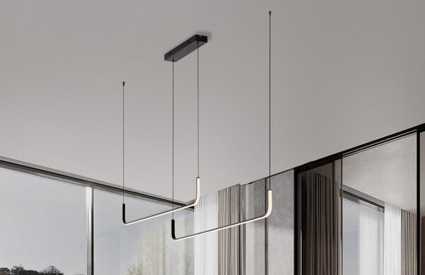 Černé kovové závěsné LED světlo Nova Luce Strita 165 cm
