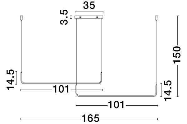 Černé kovové závěsné LED světlo Nova Luce Strita 165 cm