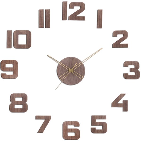 Dřevěné designové hodiny tmavě hnědé PRIM Veneer - C