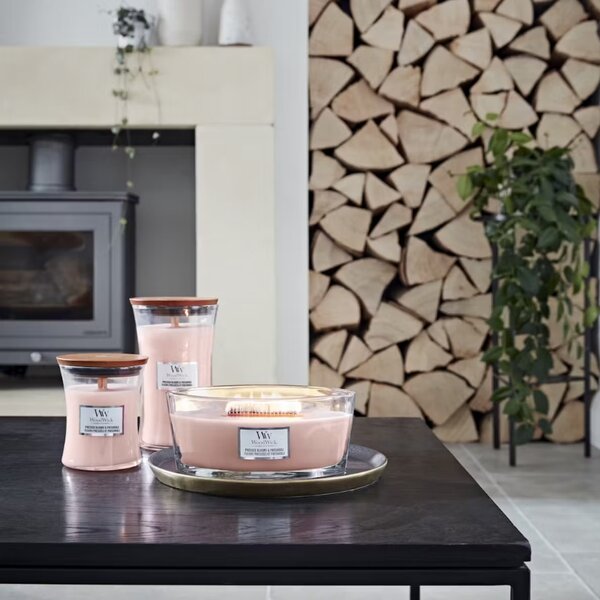 Vonná svíčka WoodWick loď, Pressed Blooms & Patchouli
