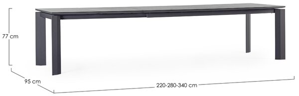 -25 % Dny MOMENTI– Bizzotto Antracitově šedý keramický zahradní rozkládací stůl Otavio 220/340 x 95 cm