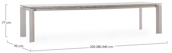 Bizzotto Šedý keramický zahradní rozkládací stůl Otavio 220/340 x 95 cm