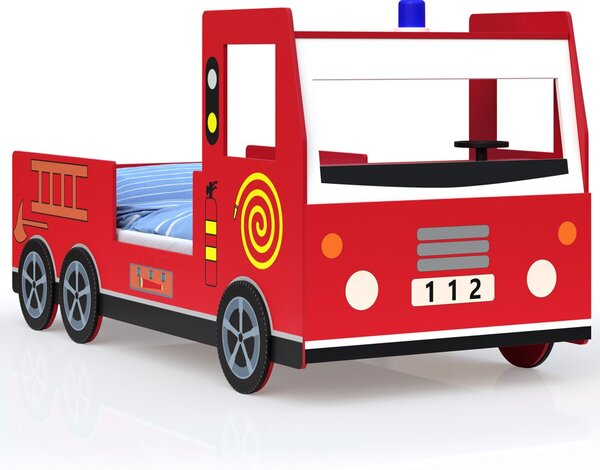 Hasičské auto - dětská postel 200 x 90 cm červená, Monzana