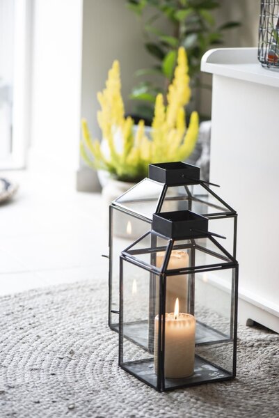 Skleněná lucerna Norr Black 30,5 cm