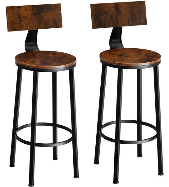 Tectake 404350 2 barové židle poole - industriální dřevo tmavé, rustikální