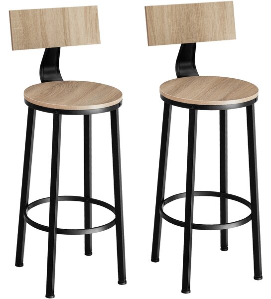 Tectake 404351 2 barové židle poole - industrial světlé dřevo, dub sonoma