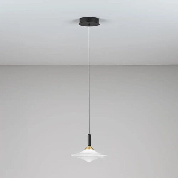 Nova Luce Bílé skleněné závěsné LED světlo Diaz 23 cm
