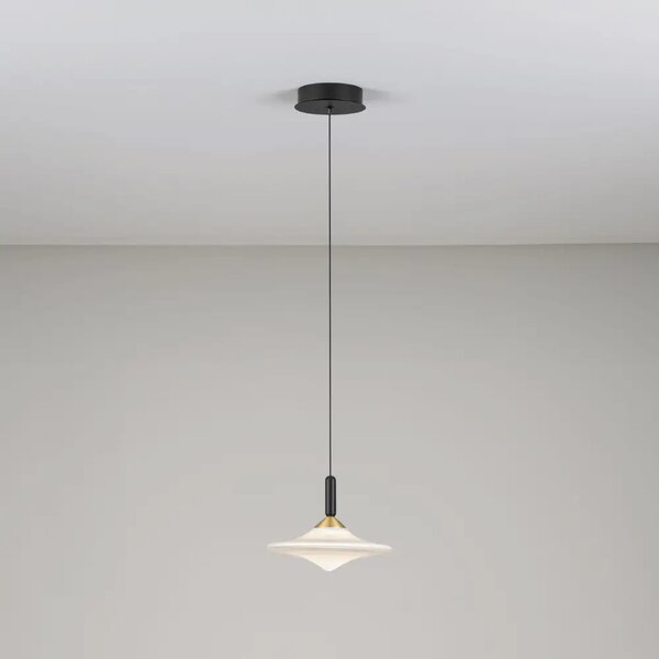 Nova Luce Bílé skleněné závěsné LED světlo Diaz 23 cm