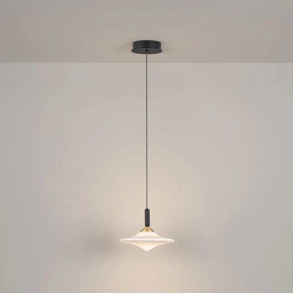 Nova Luce Bílé skleněné závěsné LED světlo Diaz 23 cm