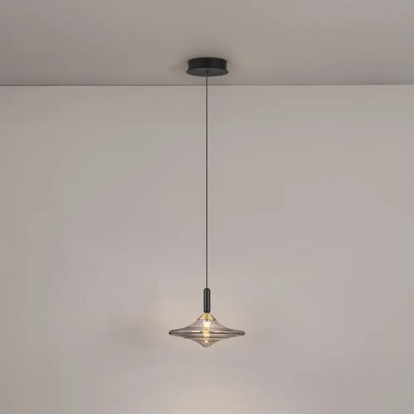 Nova Luce Kouřově šedé skleněné závěsné LED světlo Diaz 23 cm