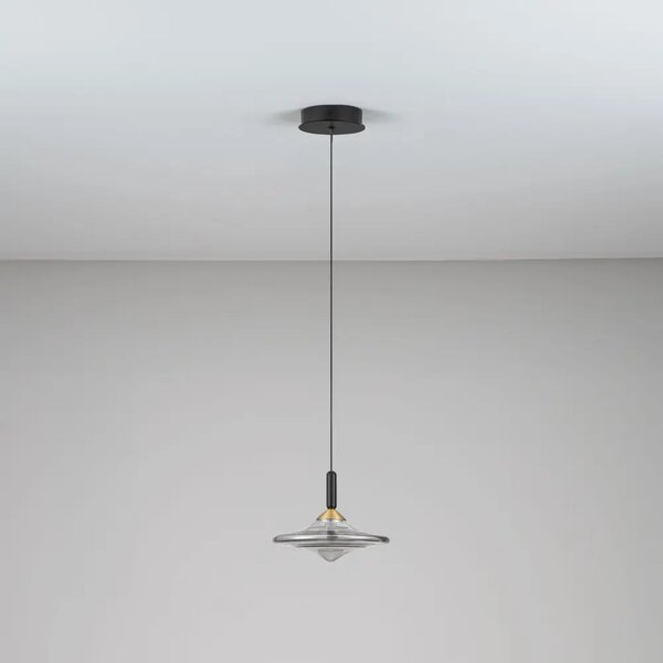 Nova Luce Kouřově šedé skleněné závěsné LED světlo Diaz 23 cm
