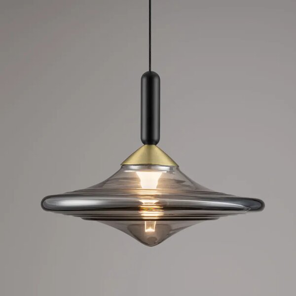 Nova Luce Kouřově šedé skleněné závěsné LED světlo Diaz 23 cm