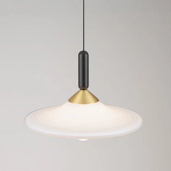 Nova Luce Bílé skleněné závěsné LED světlo Diaz 23 cm