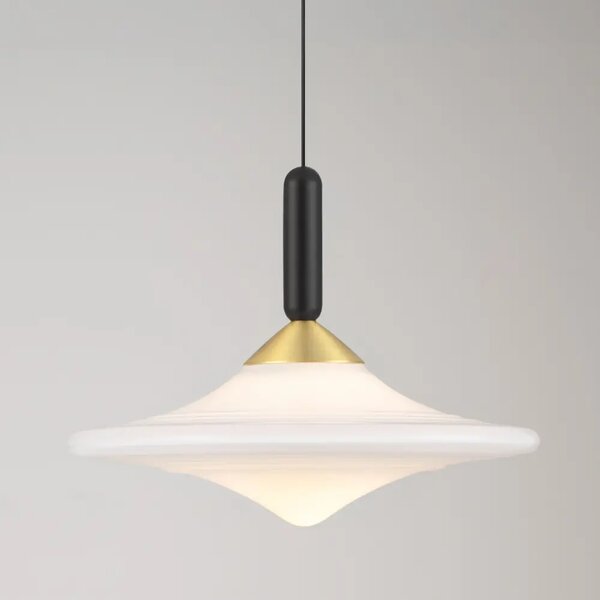 Nova Luce Bílé skleněné závěsné LED světlo Diaz 23 cm