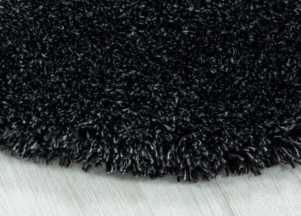Breno Kusový koberec FLUFFY kruh 3500 Anthrazit, 120x120 cm, Černá