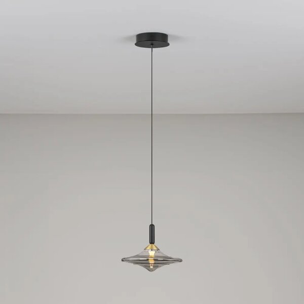 Nova Luce Kouřově šedé skleněné závěsné LED světlo Diaz 23 cm